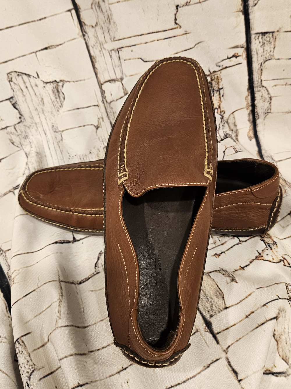 Cole Haan Men's 10W Brown Leather Driving Loafers Moc Toe Slip On Shoes